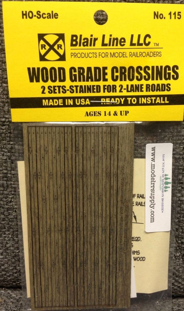 115 HO Wood Grade Crossing STAINED 2 Lane Laser cut