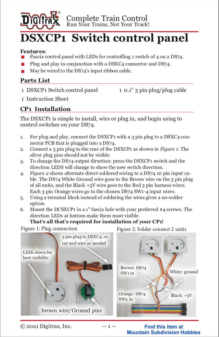 Digitrax DSXCP1 Manual