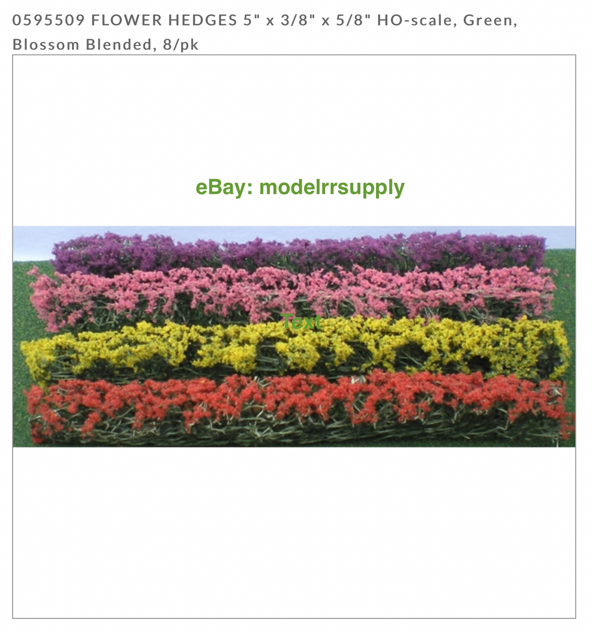 95509 HO ~ Flower Hedges ~ 5" x 3/8" x 5/8" ~ Green, Blossom Blended