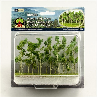 JTT Scenery 95620 Woods Edge trees | HO scale | Pastel Green | 3" to 3.5" | 14 pack
