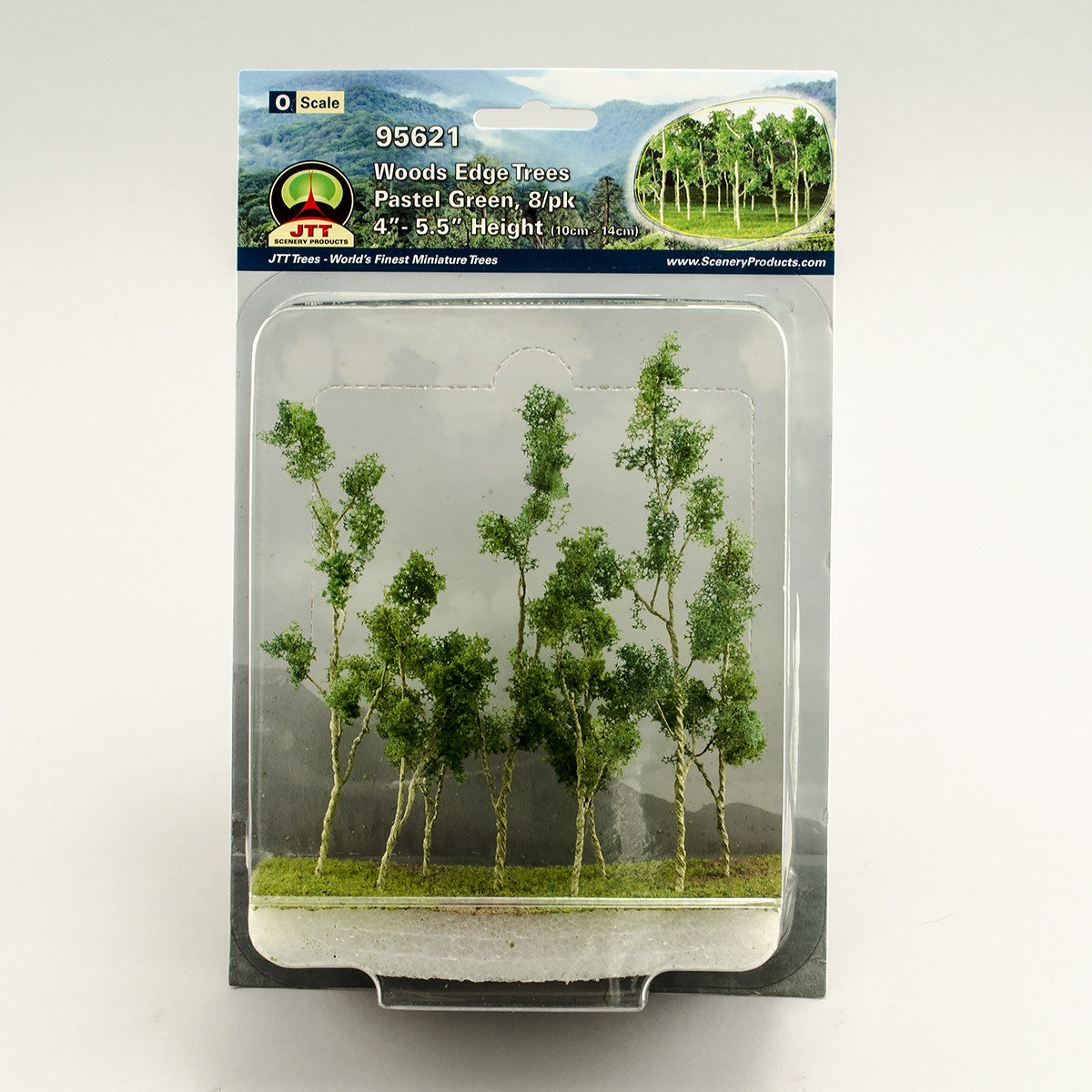 TT 95621 Woods Edge Trees - Pastel Green - 4" to 5.5", O-scale, 8/pk