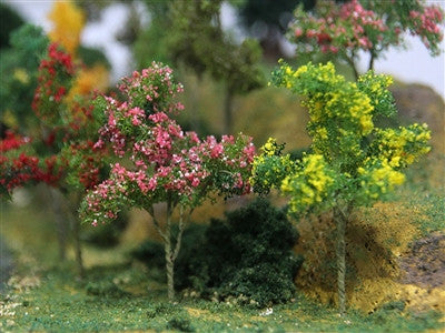 JTT Scenery 95631 Flower Trees | Red, Pink, Yellow, Purple | 3/4" to 1" | 30 pack