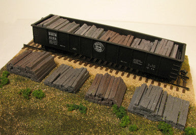 Monroe Models 2108 HO Scale Weathered Railroad Tie Stacks