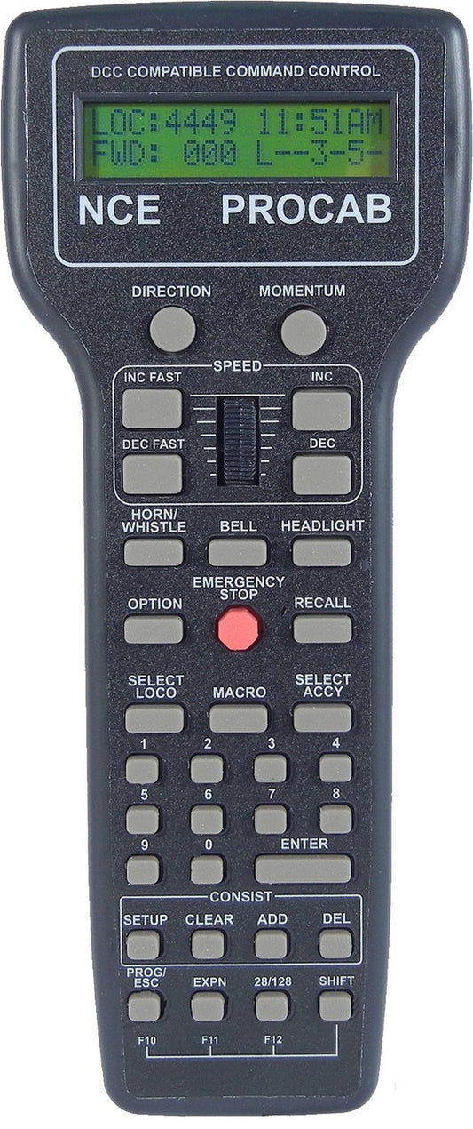 10 Pro Cab Deluxe DCC Throttle LCD Display