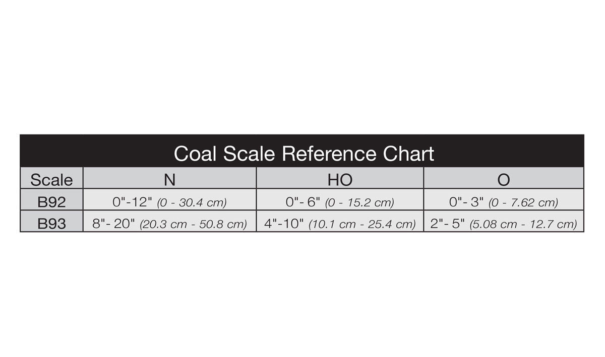 Woodland Scenics B92 - Coal scale reference chart