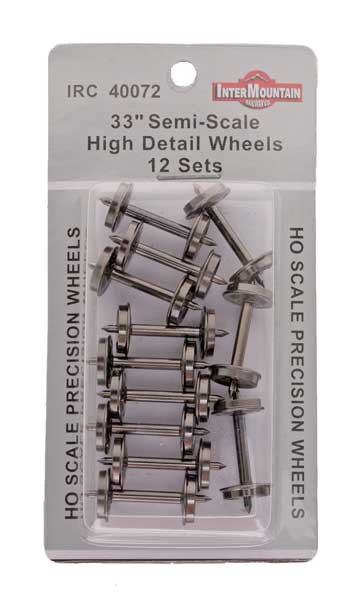 40072 12 Pack HO 33" Semi-Scale 0.088" High Detail Insulated Metal Wheelsets / axles (12)
