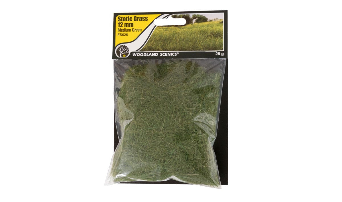 Woodland Scenics 626 12mm Static Grass - Medium Green 28g FS626