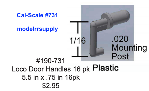 190-731 HO Loco Door Handles (pkg/16)
