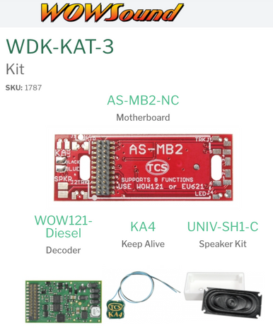TCS 1787 WOW Diesel Kit Decoder MotherBoard Speaker Enclosure WDK-KAT-3 (Kato/Life-Like/Walthers)