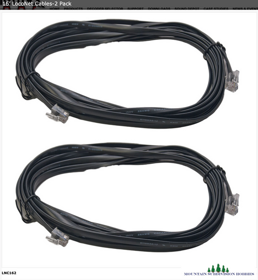 Digitrax LNC162 16’ LocoNet Cables - 2 Pack