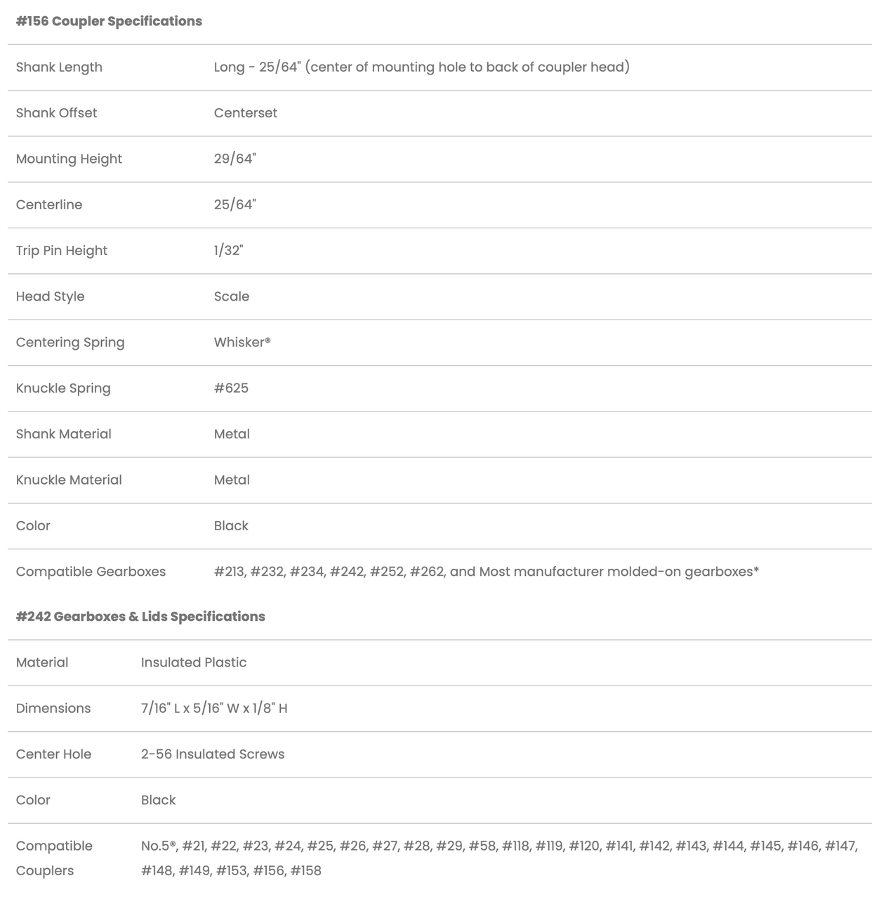 #156 Spec Sheet
