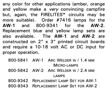 800-5841 AW-1 Arc Welder Circuit with 1.4mm Micro-Lamps