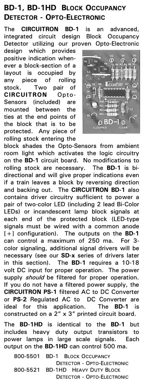 Note: Text is for both the BD-1 and BD-1HD