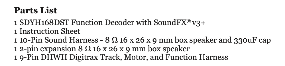 Digitrax SDYH168DST HO DCC Sound Decoder & Dual speakers SoundFX V3+