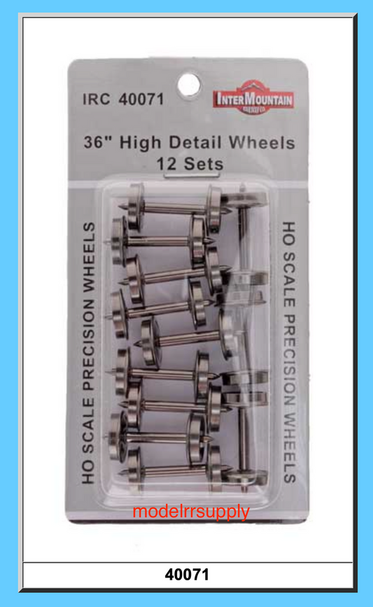 40071 12 Pack HO 36" High Detail Insulated Metal Wheelsets / axles