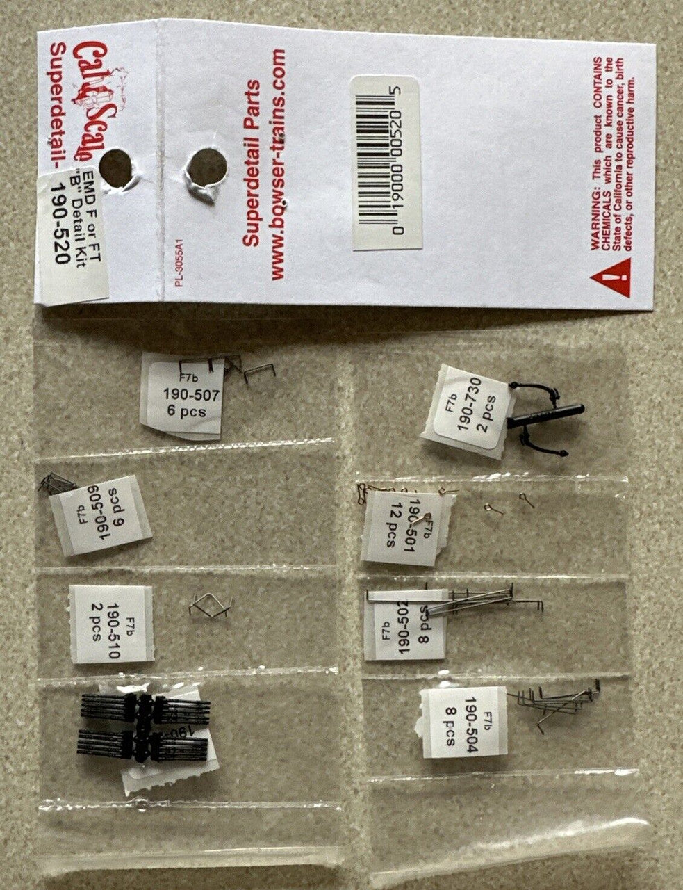190-520 HO Diesel Detail Kit for EMD F & FT "B" Units
