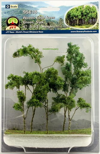 JTT Scenery 95618 Woods Edge Trees - Green - 4" to 5.5", O-scale, 5/pk