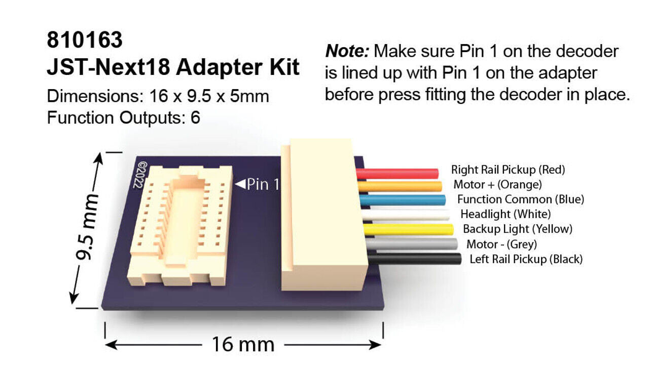 810163 JST-Next18 Adapter Kit for TSU-N18 decoders