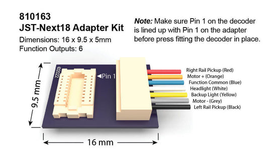 810163 JST-Next18 Adapter Kit for TSU-N18 decoders