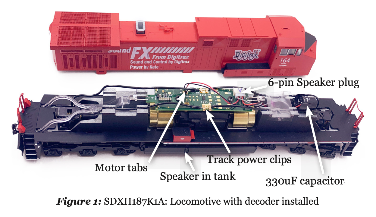 Digitrax SDXH187K1A HO 16-Bit DCC Sound Decoder & speaker for Kato AC4400 & more