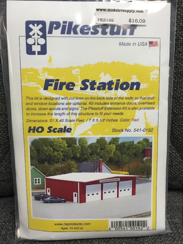 192 HO Fire Station - RED (kit)