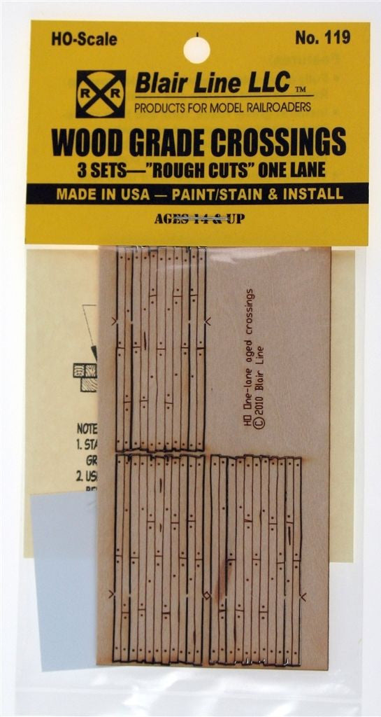119 Laser-cut One-lane "Rough Cut" Wood Grade Crossings