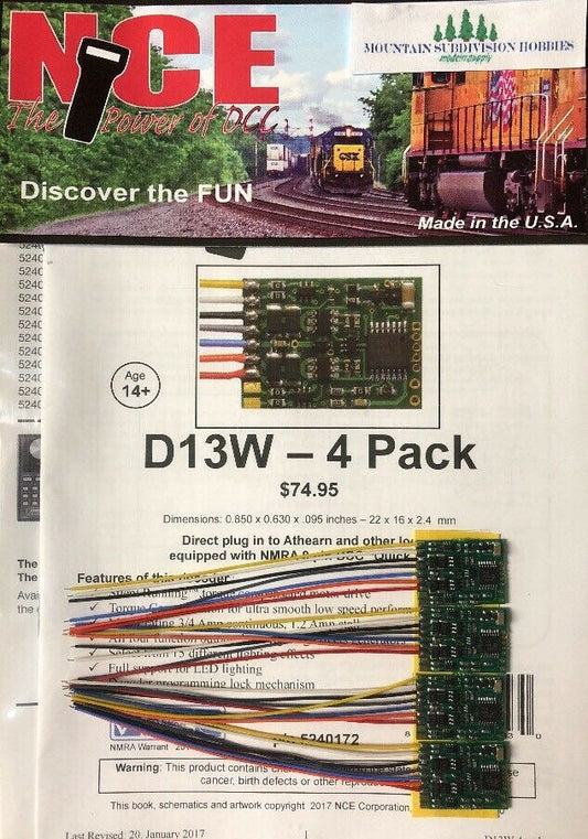 172 D13W-4 DECODERS 4 function wired **4 Pack**