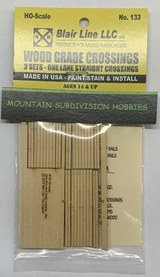 133 HO Laser-cut one-lane Wood Grade Crossing (3 sets)