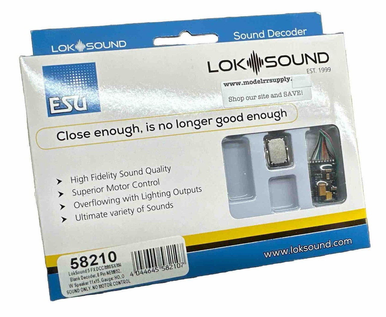 58210 8-pin LokSound 5 Fx DCC/MM/SX/M4 with speaker - Lighting/Sound - No motor output